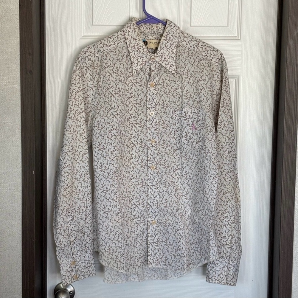 Men's Casual Button Down Shirt - Cream Pattern